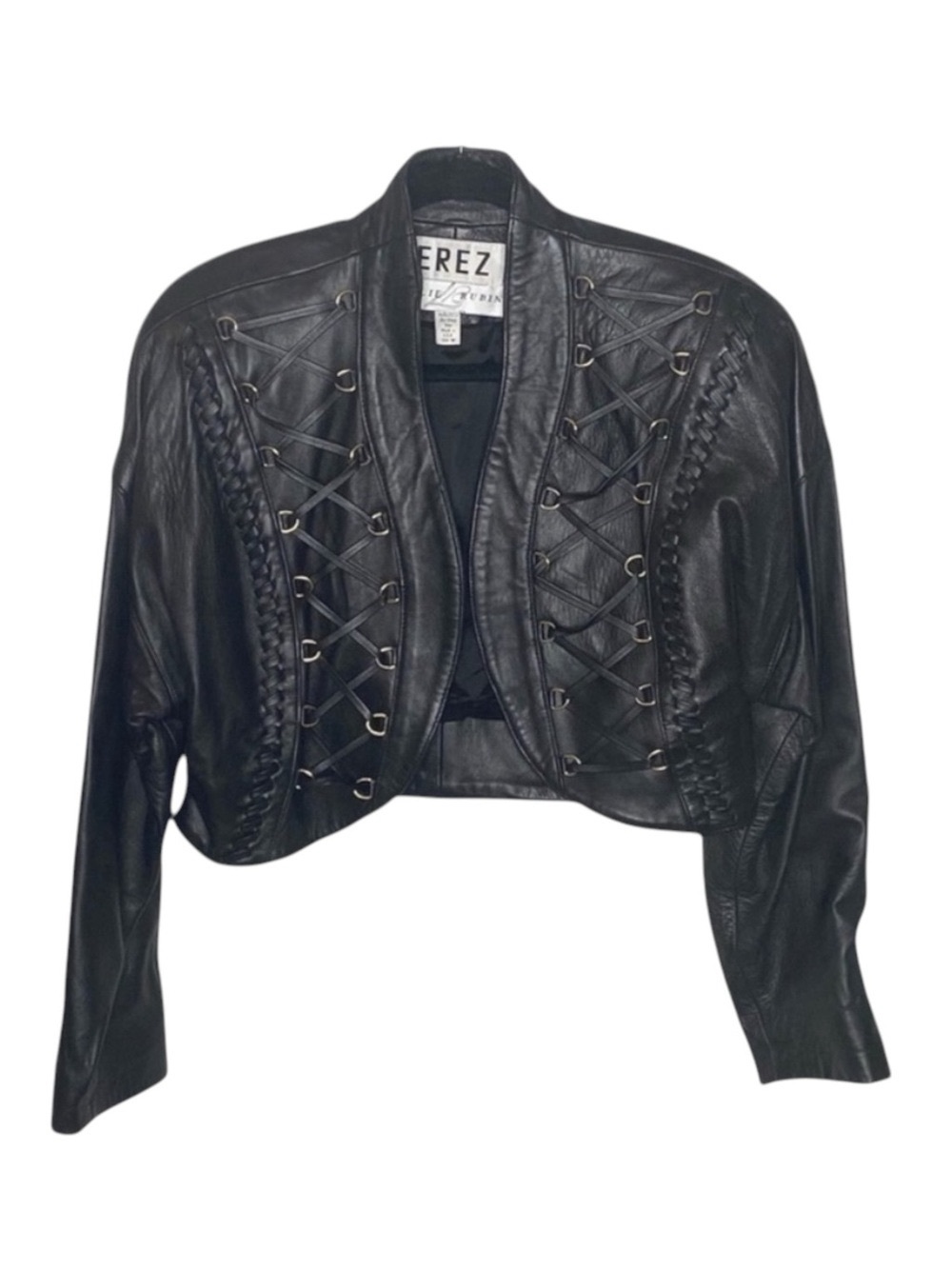 Vintage 90s: Erez x Lillie Rubin ☻︎ Whip Stitch Leather Jacket ☻︎ Gold Hardware - Picture 3 of 16